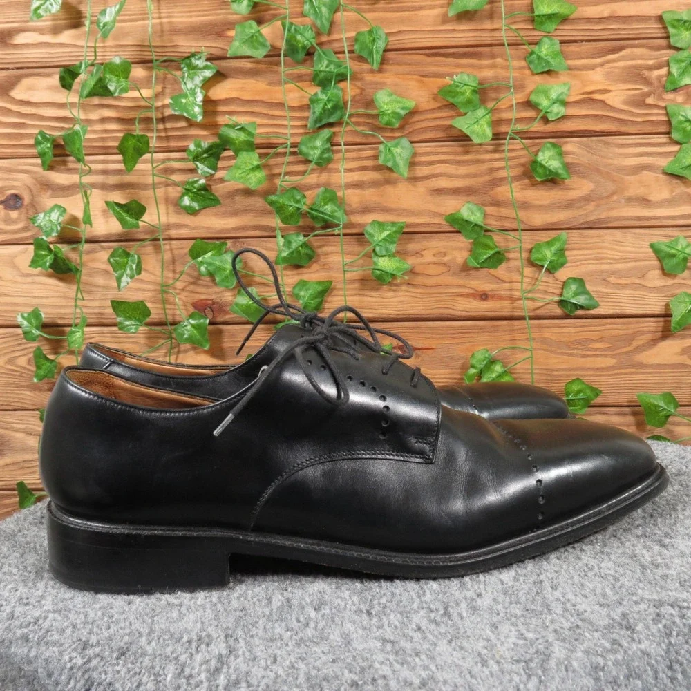 Pronto Uomo Men 11 Black Leather‎ Cap Toe Oxford Dress Shoe Classic Lace-Up